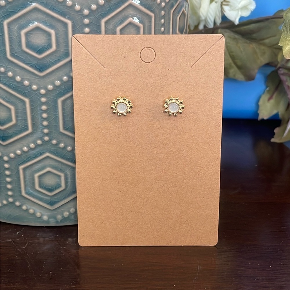 Gold and Moonstone Earrings